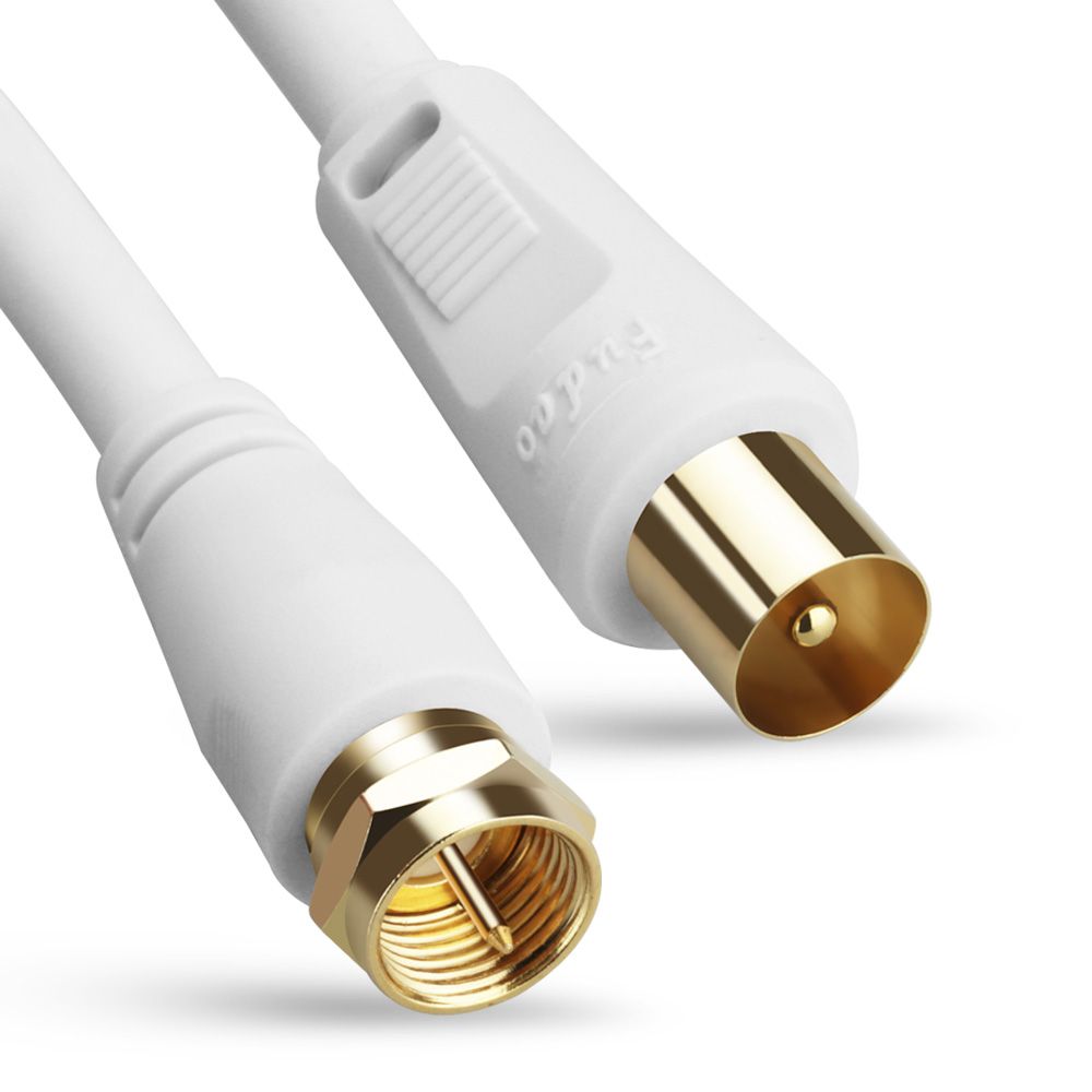 1.8m GOLD TV Antenna Cable PAL Male to FType Flylead Aerial Cord Coax